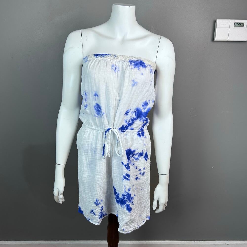 Velvet Dress Small tie-dye cover up strapless cotton white tennis NWT coastal